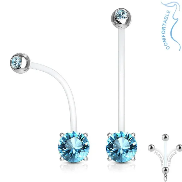 Raskausnapakoru, Flexible CZ Prong Set Navel Ring