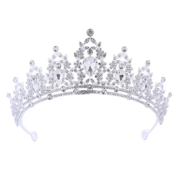 ROMANCE, Gloria -hopeanvärinen korkea tiara kirkkailla kivillä