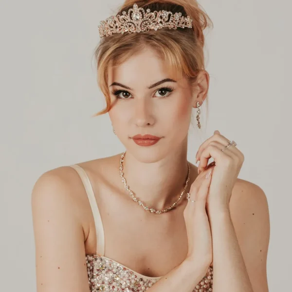ROMANCE, Ophelia -ruusukultainen tiara kirkkailla kivillä