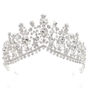 ROMANCE, Sarah -hopeanvärinen korkea tiara kirkkailla kivillä