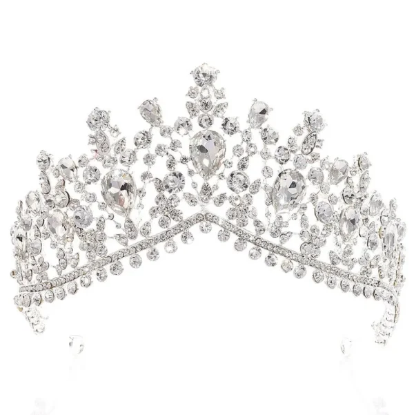 ROMANCE, Sarah -hopeanvärinen korkea tiara kirkkailla kivillä