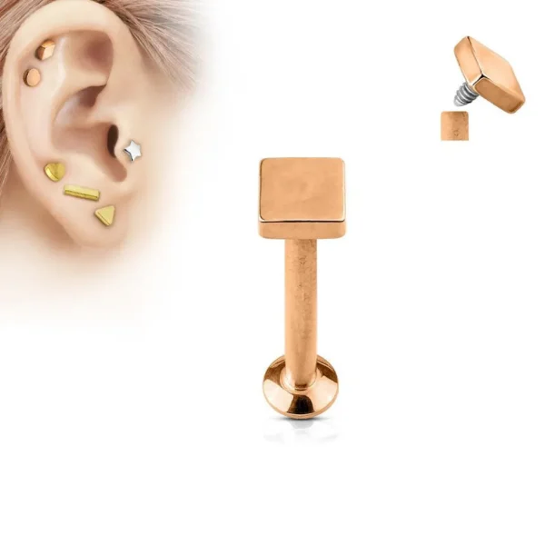 Rustokoru, traguskoru Square Rosegold -ruusukultainen labret