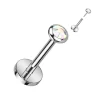Rustokoru/traguskoru, AB Clear Push In CZ Top -titaaninen labret