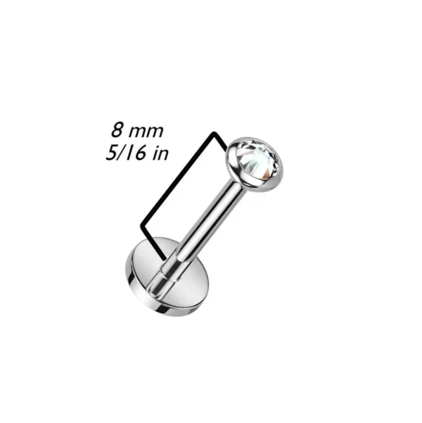 Rustokoru/traguskoru, AB Clear Push In CZ Top -titaaninen labret