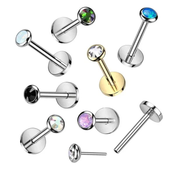 Rustokoru/traguskoru, AB Clear Push In CZ Top -titaaninen labret