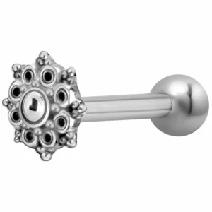 Rustokoru/traguskoru, Antique Silver Mandala Barbell