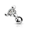 Rustokoru/traguskoru, 3-Ball Triangle Top with CZ in Clear