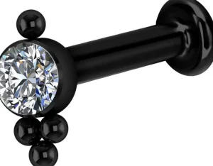 Rustokoru/traguskoru, Black Titanium Cluster Labret with CZ