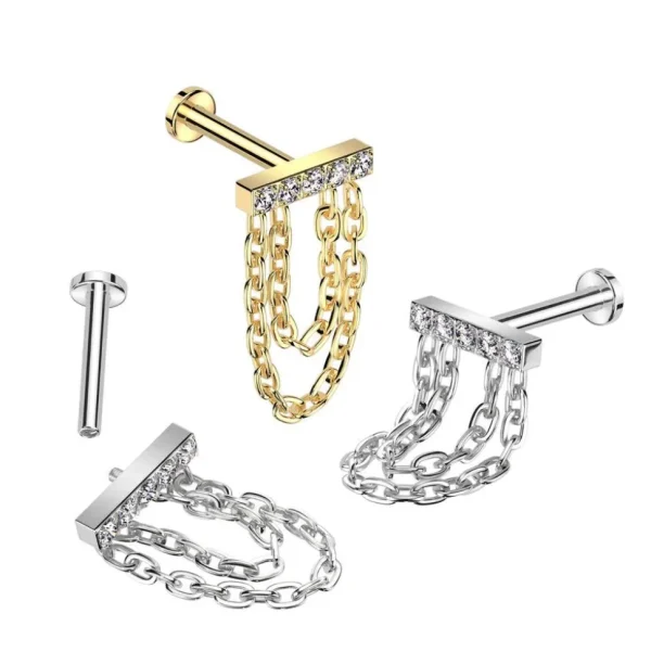 Rustokoru/traguskoru, Chain Dangle -titaaninen labret