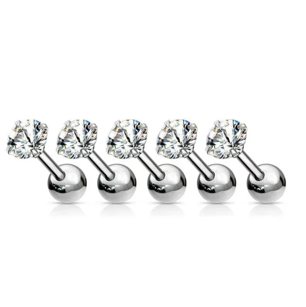 Rustokoru/traguskoru, Clear 4mm CZ Surgical Steel Barbell (8mm)