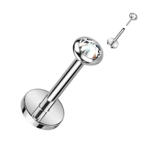 Rustokoru/traguskoru, Clear Push In CZ Top -titaaninen labret