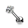 Rustokoru/traguskoru, Clear 3mm CZ Surgical Steel Barbell