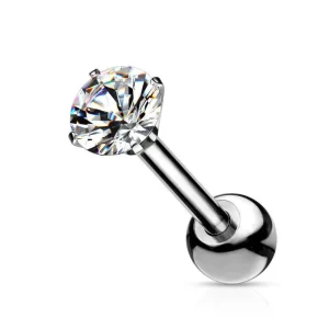 Rustokoru/traguskoru, Clear 3mm CZ Surgical Steel Barbell