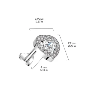 Rustokoru/traguskoru, Clear Push In Heart Labret -titaaninen labret