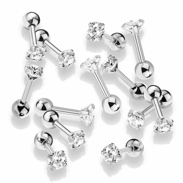 Rustokoru/traguskoru, Clear 4mm CZ Surgical Steel Barbell (8mm)