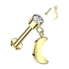 Rustokoru/traguskoru, Crescent Moon Dangle in Gold -titaaninen labret