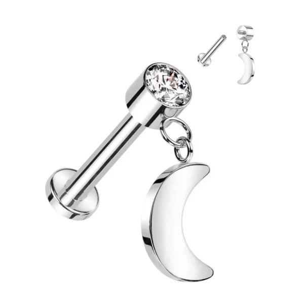 Rustokoru/traguskoru, Crescent Moon Dangle -titaaninen labret