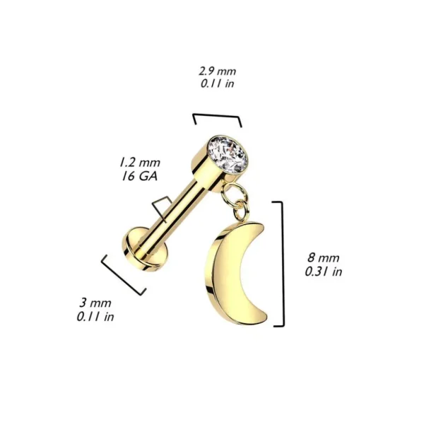 Rustokoru/traguskoru, Crescent Moon Dangle -titaaninen labret