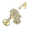 Rustokoru/traguskoru, Crystal Hamsa in Gold -titaaninen labret