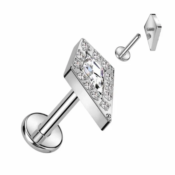 Rustokoru/traguskoru, Crystal Spear Top -titaaninen labret