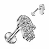 Rustokoru/traguskoru, Crystal Hamsa in Silver -titaaninen labret