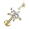 Rustokoru/traguskoru, Crystal Flower in Gold -titaaninen labret