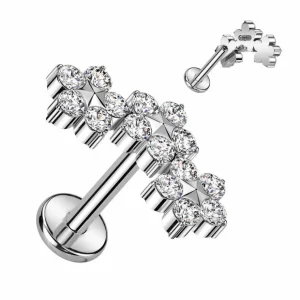 Rustokoru/traguskoru, Crystal Flowers in Clear -titaaninen labret