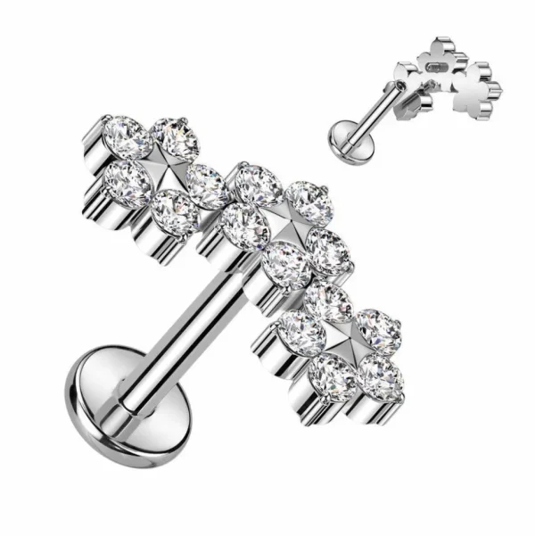 Rustokoru/traguskoru, Crystal Flowers in Clear -titaaninen labret