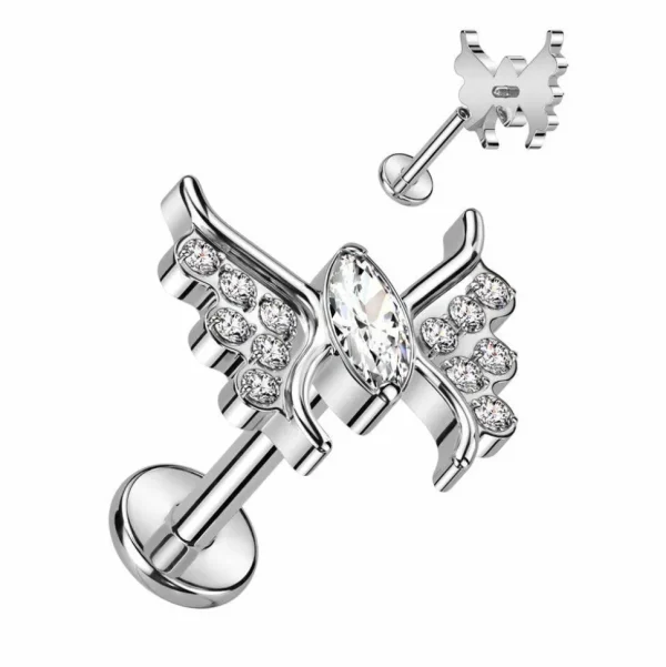 Rustokoru/traguskoru, Crystal Butterfly -titaaninen labret