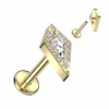 Rustokoru/traguskoru, Crystal Spear Top in Gold -titaaninen labret
