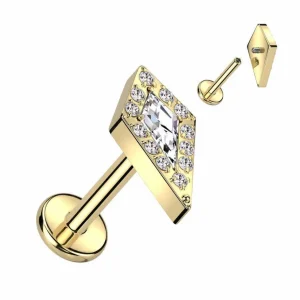 Rustokoru/traguskoru, Crystal Spear Top in Gold -titaaninen labret