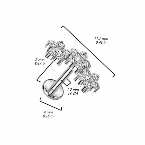 Rustokoru/traguskoru, Crystal Flowers in Clear -titaaninen labret