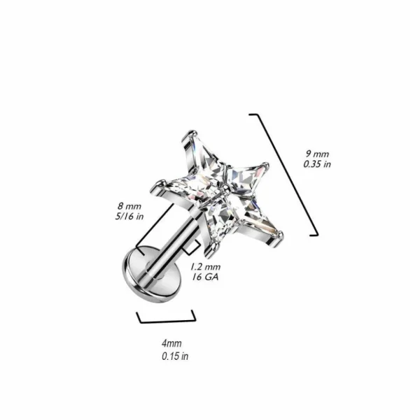 Rustokoru/traguskoru, Crystal Flower -titaaninen labret