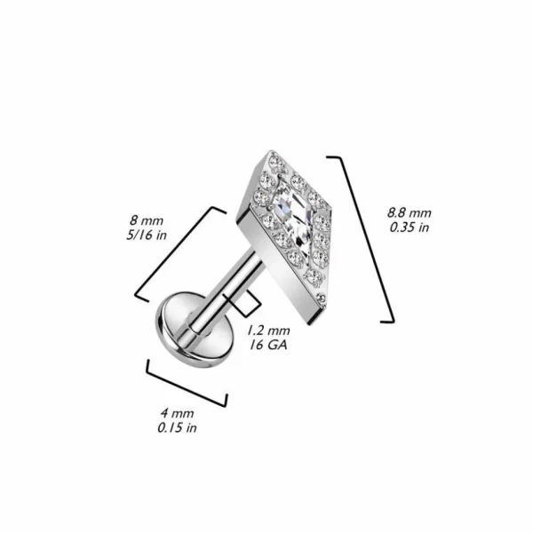 Rustokoru/traguskoru, Crystal Spear Top -titaaninen labret