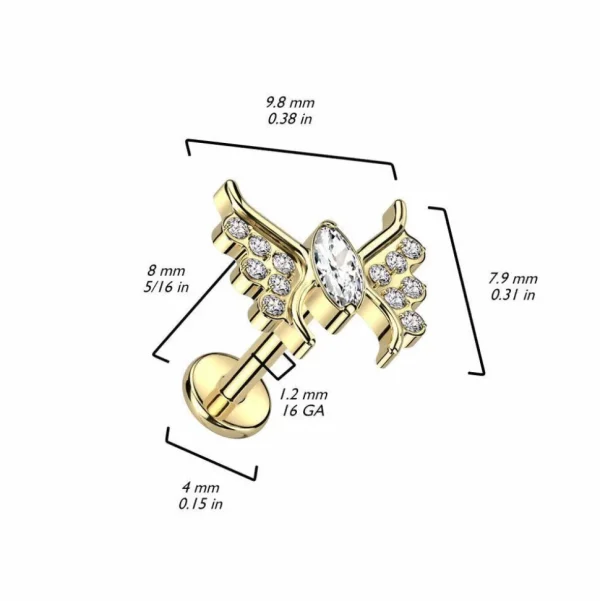 Rustokoru/traguskoru, Crystal Butterfly -titaaninen labret