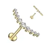 Rustokoru/traguskoru, Curved CZ Top in Gold -titaaninen labret