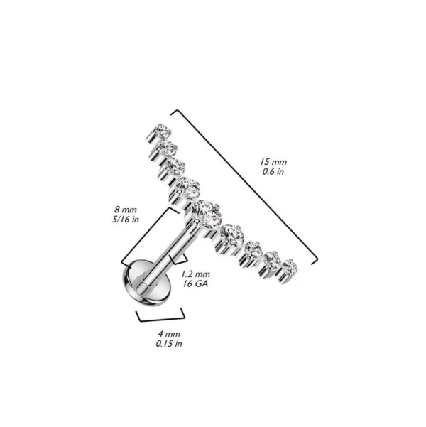 Rustokoru/traguskoru, Curved CZ Top -titaaninen labret