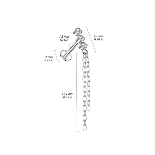 Rustokoru/traguskoru, CZ Chain Dangle -titaaninen labret