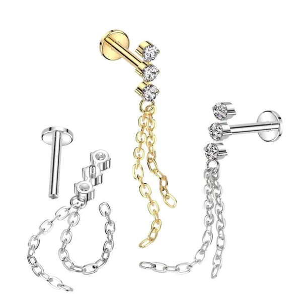 Rustokoru/traguskoru, CZ Chain Dangle -titaaninen labret