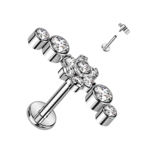 Rustokoru/traguskoru, Deluxe Flowers in Clear -titaaninen labret