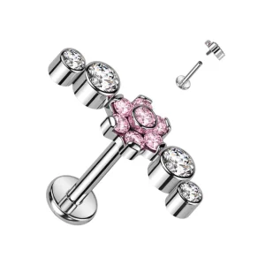 Rustokoru/traguskoru, Deluxe Flowers in Pink -titaaninen labret