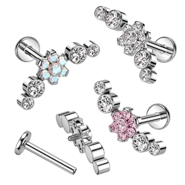 Rustokoru/traguskoru, Deluxe Flowers in AB -titaaninen labret