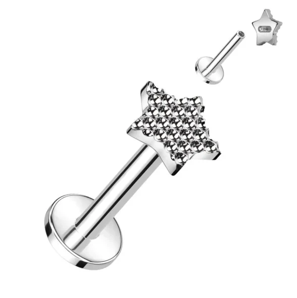 Rustokoru/traguskoru, Diamond Cut Star -titaaninen labret