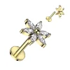 Rustokoru/traguskoru, Flower Top in Gold -titaaninen labret