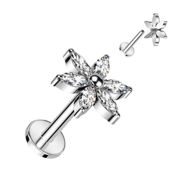 Rustokoru/traguskoru, Flower Top -titaaninen labret