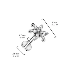 Rustokoru/traguskoru, Flower Top in Gold -titaaninen labret