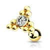 Rustokoru/traguskoru, Gold Ball Cluster Triangle Top with CZ in Clear