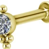 Rustokoru/traguskoru, 24K Gold PVD Titanium Cluster Labret with CZ
