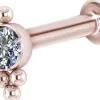 Rustokoru/traguskoru, 14-22K Rosegold Titanium Cluster Labret with CZ