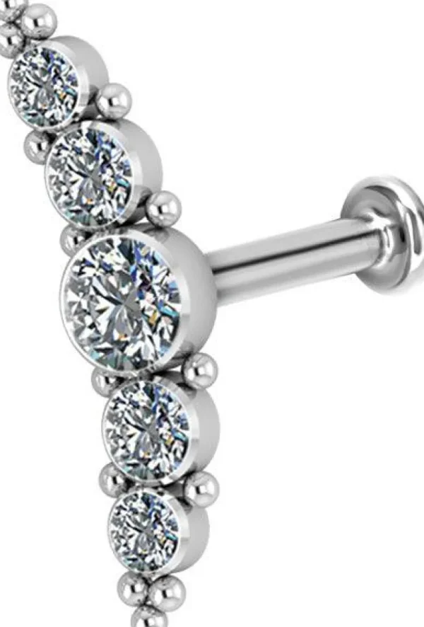 Rustokoru/traguskoru, Long Titanium Curved Labret with CZ